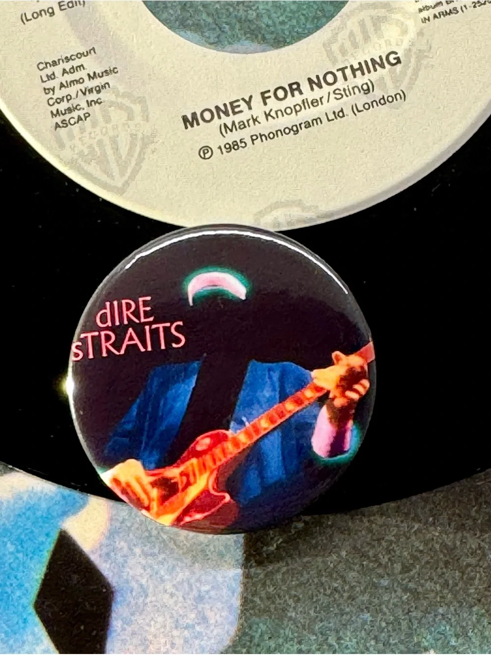 New Dire Straits Money for Nothing Music Video Retro 80s Style Button Pin 1.75”
